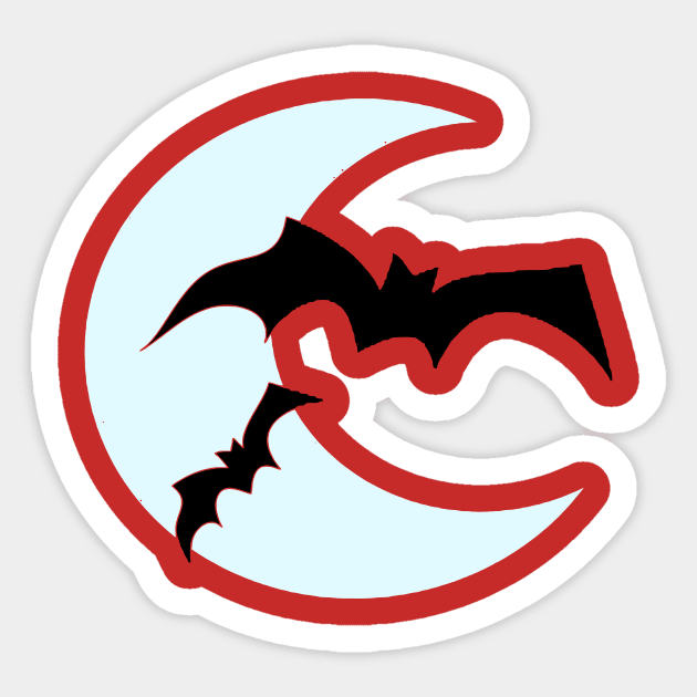 Bat Moon - Halloween Vector Sticker by malaqueen